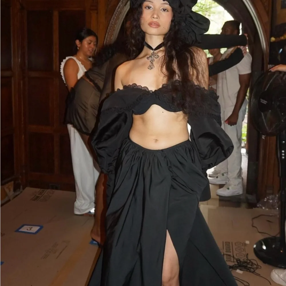 Rare Mirror Palais Black lace off the shoulder top - Picture 1 of 5